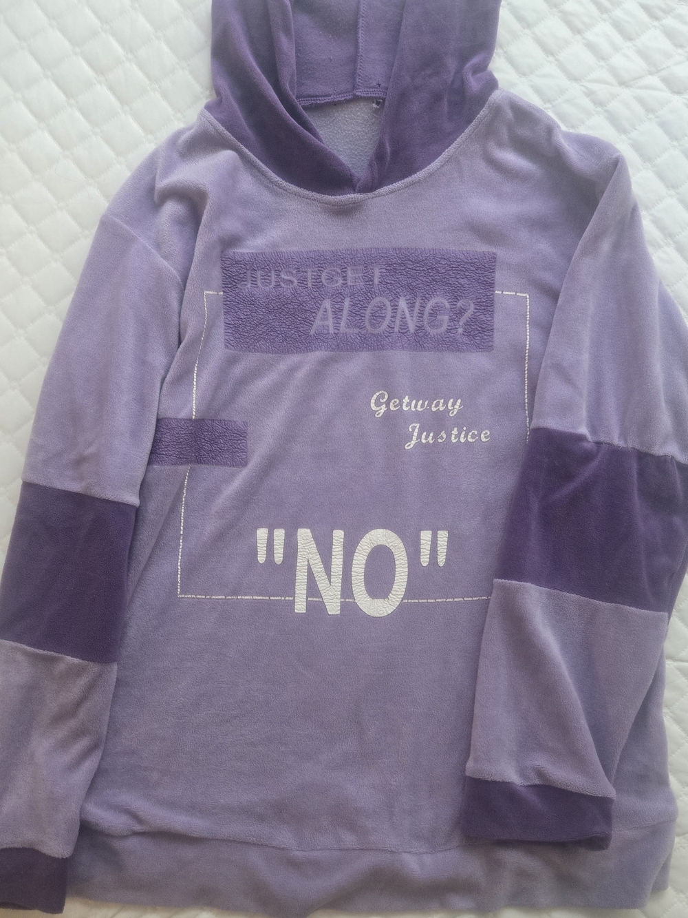 Womens' Lavender Hoodie Sweatshirt with 'NO' Graphic